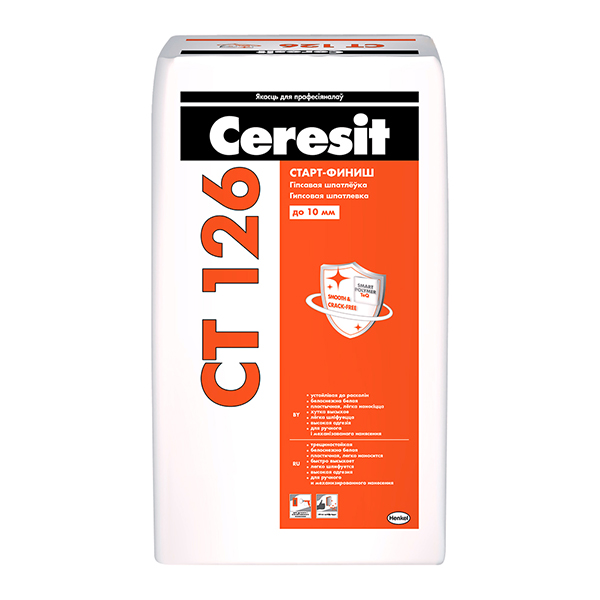 Шпатлевка белая гипсовая полимерминеральная Ceresit CT 126 20 кг