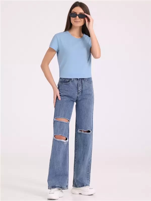 Футболка женская Апрель голубая 48